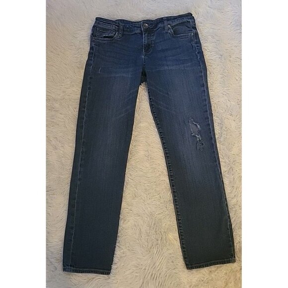 Kut from the Kloth Women 8 Catherine Blue M LowRise Straight Leg Jean Distressed - Picture 1 of 9
